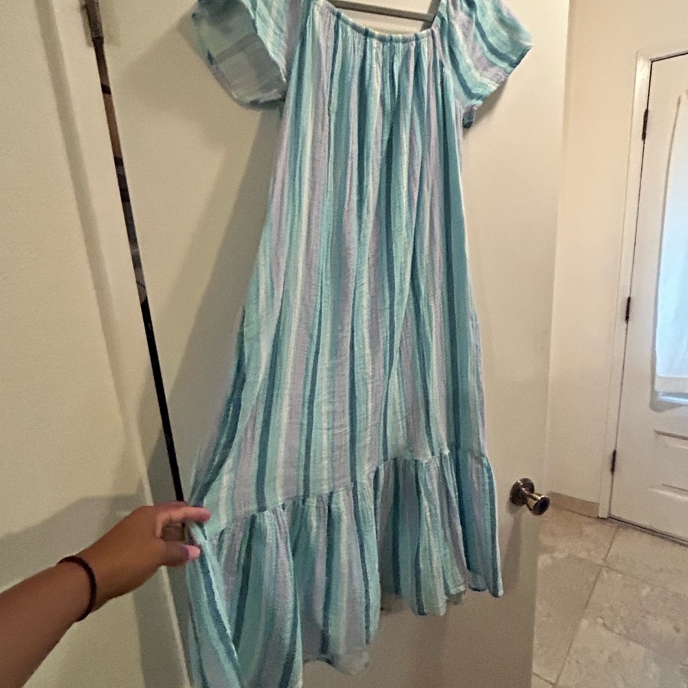 Time and Tru Blue and White Striped Casual Dress